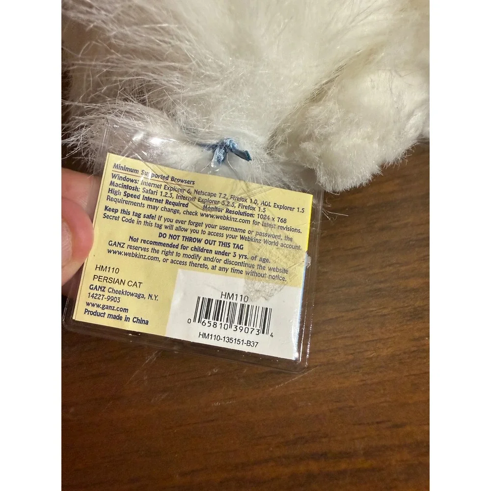 Webkinz Persian Cat Plush White Fluffy Stuffed Animal HM110 Unused Code Ganz